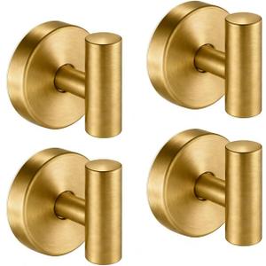 Waterproof No-Drilling Suction Cup Shower Hook, Brushed Gold | Strong Vacuum Hold | No Wall Damage | Durable 304 Stainless Steel | Perfect for Bathroom Towel, Robe & Shower Mirror