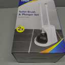 CELOX 2 Set Toilet Brush and Plunger Set, Toilet Brush and Holder Set, Toilet Bowl Brush and Holder, White