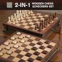 Peradix Magnetic Chess Set with 2 Built-in Storage Drawers, 15'' Wooden Strategy Board Games, 2 Extra Queens, Luxury Magnet Chess Game for Adults, Kids and Family Game Night, Gift Package