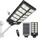 INSDEA 6000W Solar Street Light Motion Sensor, Dusk to Dawn Outdoor Flood Lights, IP65 Waterproof Security Light, LED Solar Lights Outdoor for Garden Yard Path Parking Lot (Black)