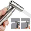 BARROCK Pack of 2 Bidet Sprayer Head Stainless Steel Handheld Shattaf Jet Spray Attachment for Toilet, Baby Cloth Diaper Sprayer with Adjustable Water Pressure Control, Brushed Nickel