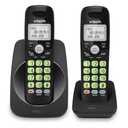 VTech 2Handsets Cordless Phone with DECT 6.0, FullDuplex Speakerphone, Lighted Display, Backlit Keypad, Caller ID/Call Waiting, Volume Control, Hearing Aid Compatible, Wall Mount | VG13121 (Black)