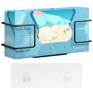 THYGIFTREE Glove Box Holder Wall Mount Disposable Glove Dispenser, Metal Glove Rack for Rubber Latex Gloves Organizer Facial Tissue, Black 1pc