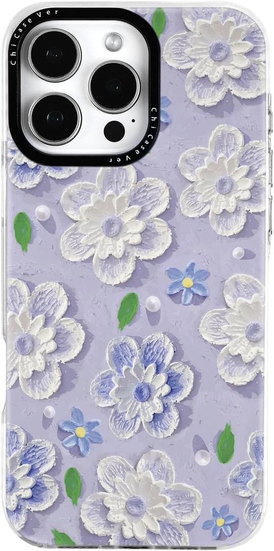 for iPhone 14 Pro Max Case, Elegant Floral Pattern with Pastel Flowers, Military-Grade Drop Protection, Cute Soft Slim TPU Protective Cover with Camera Protection for Women & Girls