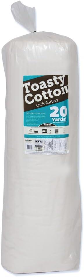 Fairfield Toasty Cotton Quilt Batting, Premium Cotton Batting for Quilting, Ideal for Clothing, Crafts, Wall Hangings, and Quilts, Quilting Supplies, 90" by 20 yd Roll