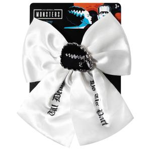 2 x LUV HER Universal Monsters - Gothic Jewelry Long Tail Silk Alike Premium Feel Hair Bow for Girls with Alligator Clip with Charm - Hair Accessory, Ages 3+