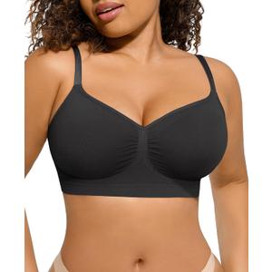 Women's Wireless Bras Seamless No Underwire Stretch Adjustable Bralettes Comfortable Everyday Bra Black X-Large