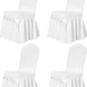 White Chair Covers with Long Skirt for Dining Room 4pcs Stretch Parsons Slipcovers with Skirt,Washable Universal Parson Chair Protector for Dining Room, Hotel, Ceremony, Party(White)