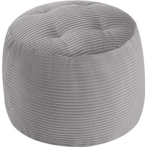 MeMoreCool Stuffed Round Pouf Ottoman Foot Rest, Floor Pouf Foot Stool with Soft Foam Chunk Filling, Round Small Ottoman Footstool Circle Footrest for Couch Living Room, Corduroy Grey