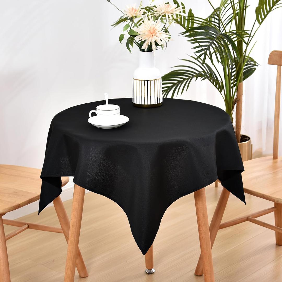 Wolkemer Small Square Tablecloth 36 x 36 Inch Washable Fabric Table Cloth Solid Black Table Cover for Nightstand End Bedside Tables Tabletop Decoration