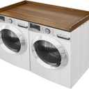 Washer Dryer Countertop, Wood Washer and Dryer Countertop 27.5" x 54" Laundry Room Organization with Metal Hooks & Non-Slip Pads Wood Shelf Topper for Storage Space Saver
