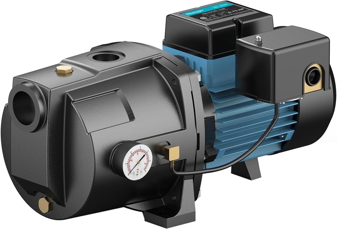 3/4HP Shallow Well Jet Pump, 115V/230V Durable Cast Iron Pump, Well Depth up to 25 ft, Automatic Pressure Switch, for Farm, Lawn, Garden