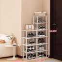 Bamboo Shoe Rack 12 Tier- Vertical Shoe Rack for Small Spaces, Tall Narrow Shoe Rack Organizer for Closet Entryway Corner Garage and Bedroom,Skinny Shoe Shelf with Free Stackable DIY White Storage