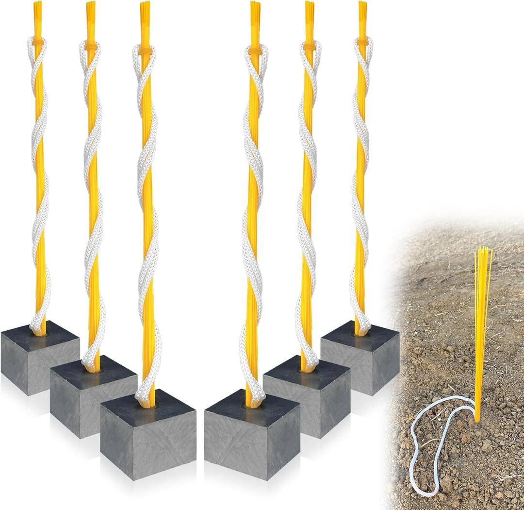 9.3in Baseball Base Plugs with Extended Tassel Heavy Duty Base Plugs for Baseball Field Base Plugs Easy View Baseball Base Anchors for Yard Tear Resistant - 6 Pack (yellow)