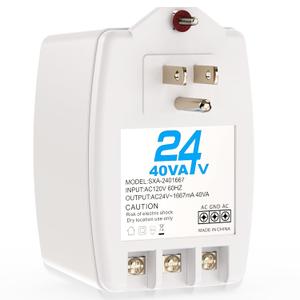 24VAC 40VA Plug Doorbell Transformer Compatible with Ring, Blink, Nest Video Doorbell, Nest, Ecobee, Sensi, and Honeywell Thermostat