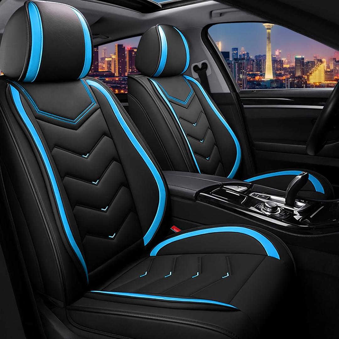 Car Seat Covers for Honda Civic 2000-2025, Stylish Sport Seat Cover, Premium Nappa Leather Car Seat Cover. Automobile Seat Covers Sets.(Standard 2 Seats/Black Blue)