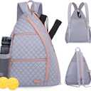 Sucipi Women's Pickleball Backpack - Quilted Crossbody Sling Bag for Tennis & Pickleball Paddle (Medium, Purple & Pink)