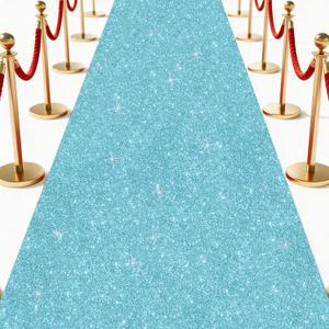 Glitter Carpet Runner 2.6FT x 30FT (200 GSM Thick) + Adhesive Tape - Durable Non-Woven Sparkle Rug, Hollywood Event Carpet, Graduation & Indoor/Outdoor Party Decor (Glitter Blue, 2.6FT X 30FT)