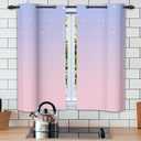 Ombre Blackout Curtains for Girls Bedroom Living Room Gradient Purple to Pink 2 Panels Drapes Kitchen Thermal Insulated White Stars Room Partition Office Hotel Window Curtain 21x45inches