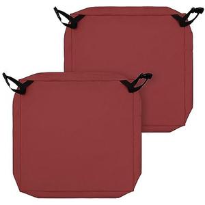 Easy-Going Waterproof Patio Seat Cushion Covers 24x22x4 inch 2 Pack Replacement Non-Slip Outdoor Cushion Slipcover with Zipper and Adjustable Straps for Outdoor Furniture, Covers Only, Red
