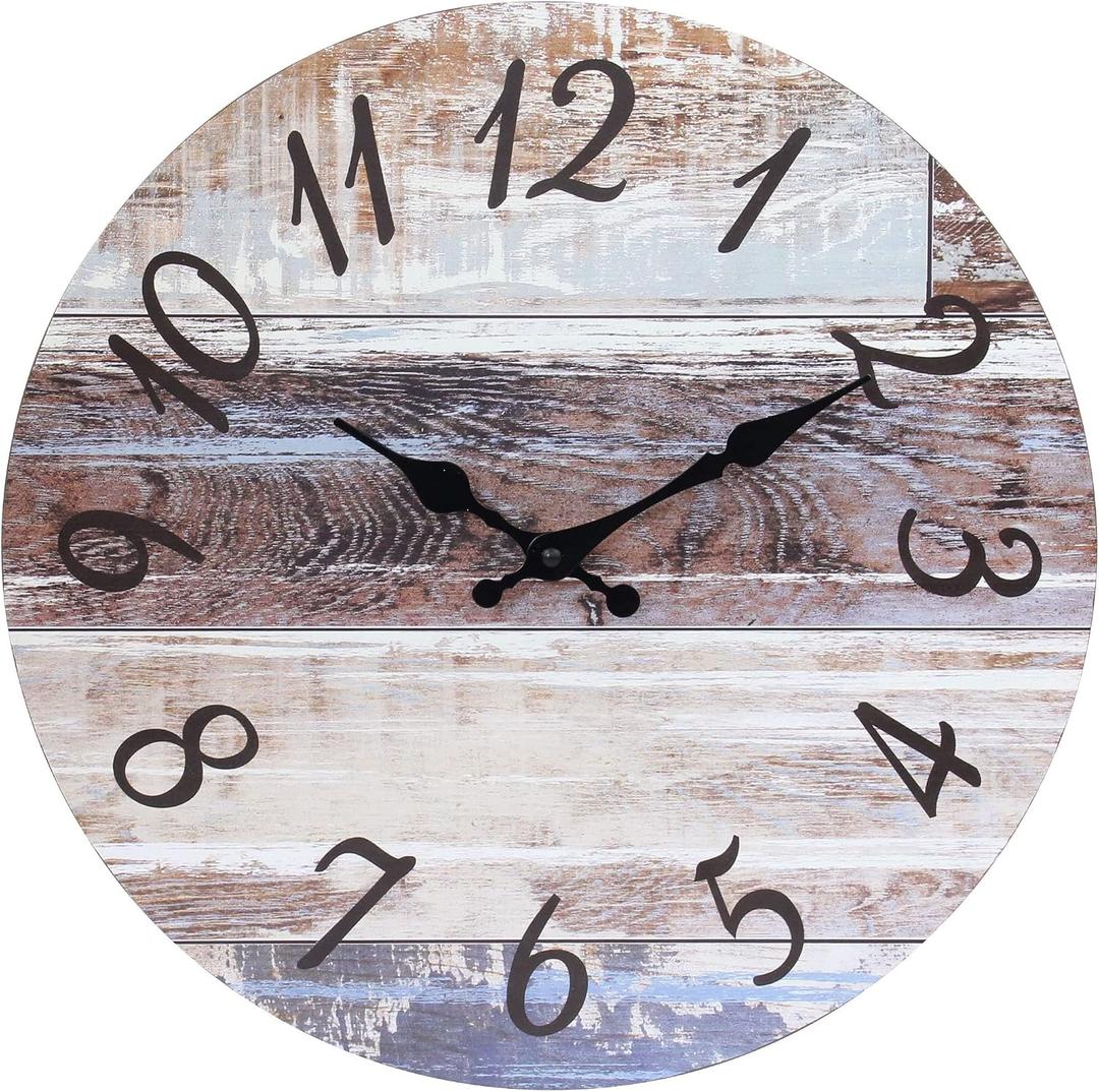 Stonebriar Vintage Farmhouse 14 Inch Round Battery Operated Hanging Wall Clock