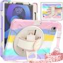 BATYUE Case for iPad Air 11-inch M3 (2025) / M2 (2024), iPad Air 5th/4th 10.9 inch(2022/2020), iPad Pro 11" 4th/3rd/2nd/1st Gen Case (2022/2021/2020/2018), with Pencil Holder+Shoulder Strap (C1-No screen protector(Colorful Pink))