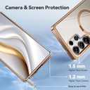 CASEKOO Titanium Gold 360° Spin Magnetic Stand for Samsung Galaxy S25 Ultra Case, 16FT Military Protection, Fit for MagSafe, Protective Polish S25 Ultra Case with Kickstand Ring 6.9"