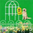 AMAGABELI 25 Panels 24in(H)35ft(L) Decorative Garden Fence No Dig Rustproof Metal Pre-Linking Fence Panels Garden Edging Border Animal Barrier Fencing for Flower Beds Yard Patio Outdoor Decor White