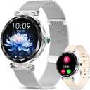 niolina Smart Watches for Women Answer/Make Call, 1.19" AMOLED Smartwatch with Bluetooth for Android iOS Phones, IP68 Waterproof Fitness Tracker with Heat Rate Blood Pressure, 120+ Sports, Silver