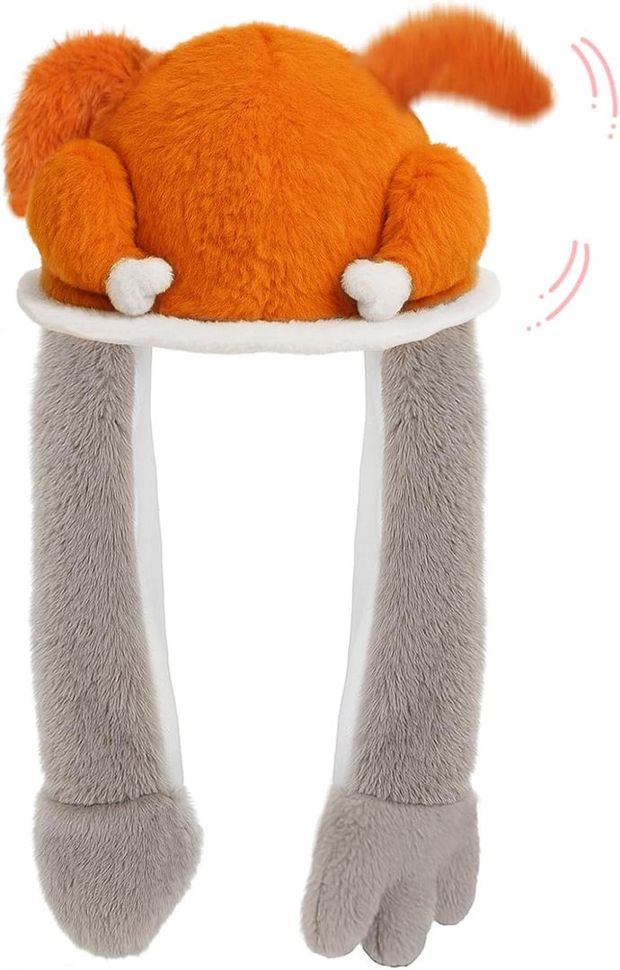 Animal Hat with Moving Ears Jumping Pop Up Beating Plush Cap Holiday Cosplay Dress Up Crazy Funny Gift for Kids