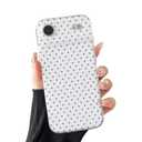 CHEDEMK Compatible with iPhone 17 Air Case, Fashion Cute Aesthetic Polka Dot Phone Case for Women, Shockproof Slim Soft TPU and Hard PC Protective Phone Cover for iPhone 17 Air 6.6", White