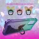 Zase Design for Samsung Galaxy A35 5G Clear Phone Case Liquid Sparkly Bling Cute 3D Butterflies Floating Glitters Quicksand Shockproof Soft Durable Cover w/Phone Ring Holder (Gradient Aqua Purple)
