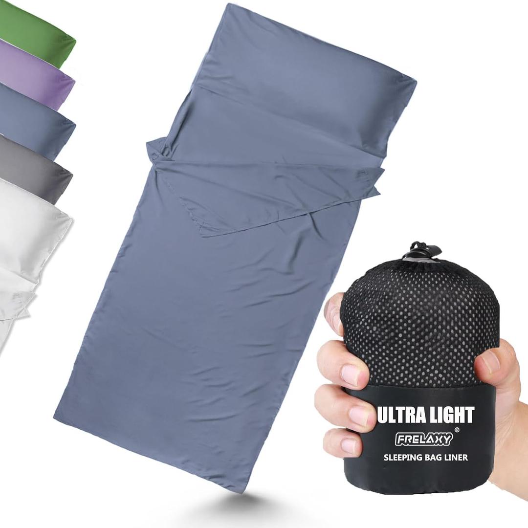 Frelaxy Ultralight Sleeping Bag Liner - Lighter & Compact, 3 Sizes Travel Sheets & Adult Sleep Sack, Comfy Breathable & Cooling & Silky Soft, Quick-Drying, for Backpacking, Hotel, Camping, Hostels (37.4in x 84.6", Navy - No Zipper)
