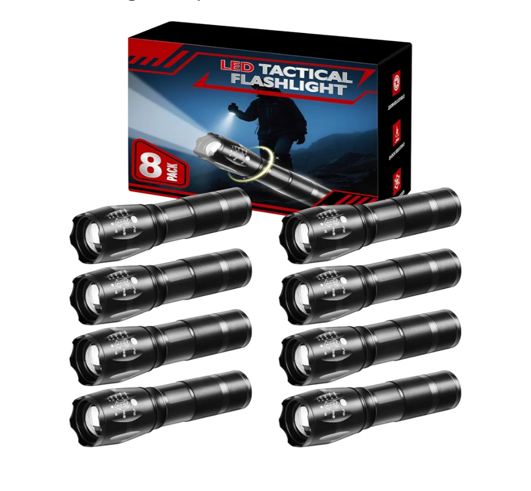 8  Pack Small Flashlight Powerful, 5 Modes Bright LED Flashlights High Lumens, Mini Flashlights for Home, Flash light for Emergency, Adjustable Pocket Tactical Flashlight Camping, Outdoor Torch Lights