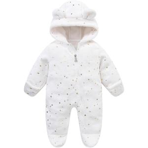 WYTbaby Baby Snowsuit Fleece Hooded Romper Toddler Footed Jumpsuit Onesie Thin Fall Winter Outfits (9-12 Months, White)