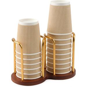 Wood Bathroom Cup Dispenser 3 oz-8 oz Disposable Paper & Plastic Bathroom Cup Holder - Mouthwash Cup Dispenser for Bathroom Countertop - Disposable Coffee Cup Dispenser for Kitchen, Coffee Station
