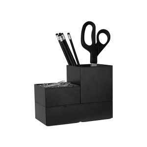 Bostitch Office Konnect Desk Organizer Accessory Tray & Storage Cup Bundle, Stacks for Desktop Storage,Makeup Organization, Black