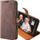Snakehive Leather Wallet for iPhone 16 Pro Max - Real Leather Wallet Phone Case - Genuine Leather with Viewing Stand and 3 Card Holder - Flip Folio Cover with Card Slot (Brown)