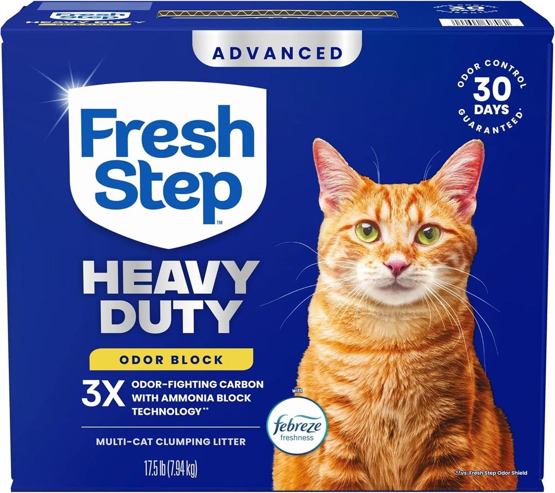 Fresh Step Heavy Duty Odor Block Advanced Multi Cat Clumping Litter with Febreze, 17.5 lb 