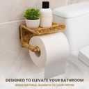 Synthetic Rattan Toilet Paper Holder with Shelf  Fits Mega Rolls, Boho Bathroom Decor Roll Holder for RV, Washroom, Kitchen  Water-Resistant Woven Tissue Dispenser (Natural, Screw Mount)