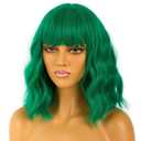 LANICE Green Wig for Women Short Bob Wigs with Bangs Natural Synthetic Wig Shoulder Length Colorful Wigs for Daily PartyUse(12inch,Green)