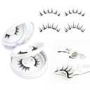 Magnetic Eyelashes Natural Look - 2 Pairs 5 Double Strength Magnets Reusable Magnetic Eyelashes with Applicator and Mirror, Easy to Wear&Remove Waterproof No Glue Needed Lashes(Manga Look)