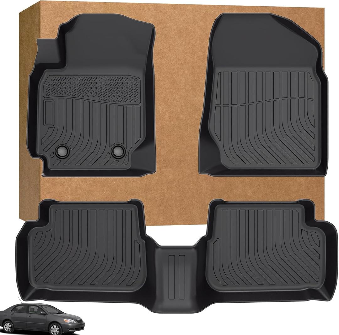 Floor Mats for Toyota Corolla 2003 2004 2005 2006 2007 2008, NOT Fit for with Rear Seat Vents, Custom Fit TPE Waterproof Corolla Mats, Corolla Mats Accessories for Man Woman