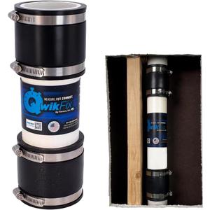 Fernco QwikFix Broken Pipe 3" Coupling Repair Kit for Plastic, Cast Iron and Steel Pipes in Black