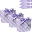Aosric Small Stripe Gift Bags with Handles, 12PCS Portable Paper Gift Wraps with Ribbon, Durable and Sturdy, Present Bags for Party, Birthday, Christmas, Easter, Wedding, Mother's Day, Valentine's Day