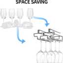 Wine Glass Rack Under Cabinet Drilling Free No Screw Steamware Holder Under Shelf Metal Wine Glasses Holders 304 Stainless Steel Hanger Storage Organizer Hanging Glass Fit for Bar Kitchen 2 Rows Black