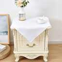 Wolkemer 2 Pack Small Square Tablecloths, 24 x 24 Inch, White, Polyester, Machine Washable, Perfect for Nightstand, End Bedside Table, Tabletop Decoration