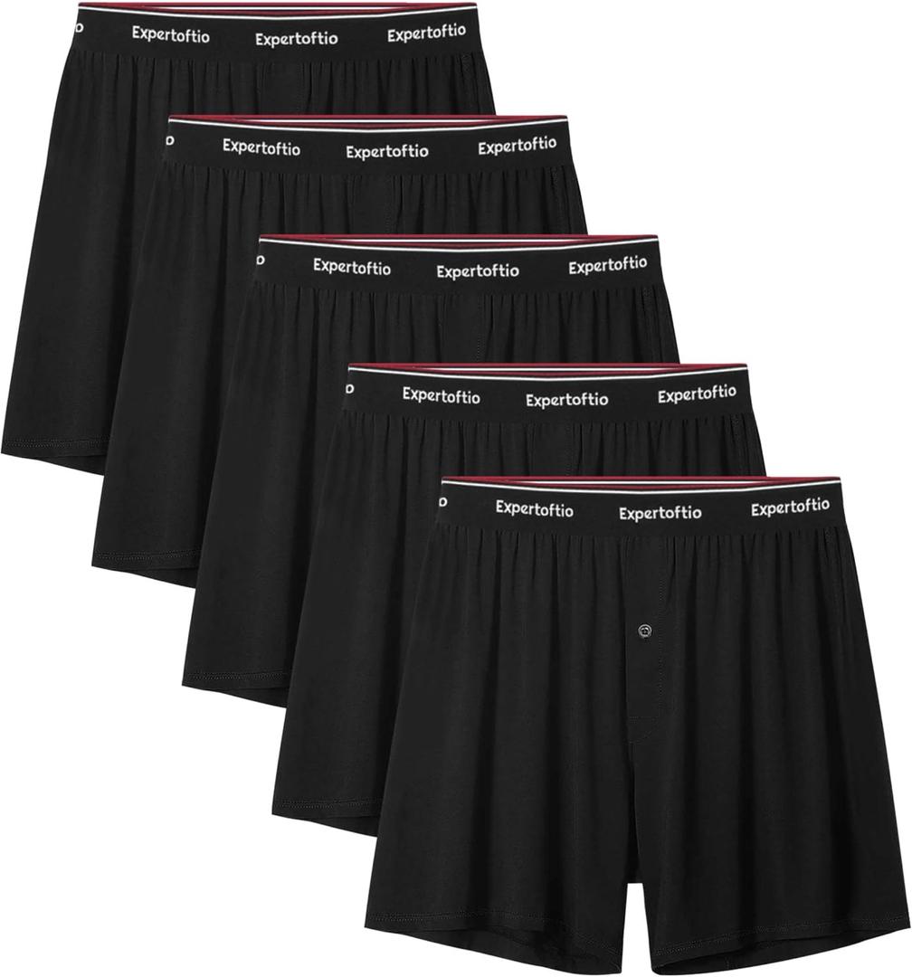 Boxers for Men Viscose from Bamboo Men's Underwear Boxer Shorts Breathable Mens Boxer, Loose Fit, Knit Pack (Black, M)