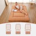 Zelladorra Japanese Floor Mattress, Futon Mattress with Portable Storage Bag and Washable Cover, Roll Up Thick Tatami Mat Suitable for Camping, Guest Room, Light Coffee, Full