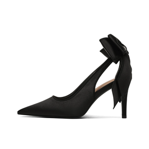 Mattiventon Slingback Heels for Women Pointed Closed Toe Stiletto Heels with Bow Tie Wedding Shoes for Bride Satin Prom Party Dress Pumps 7